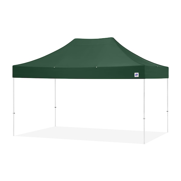 TAA Compliant Eclipse Shelter, 10' W x 15' L, White Steel Frame, Forest Green Vented Top